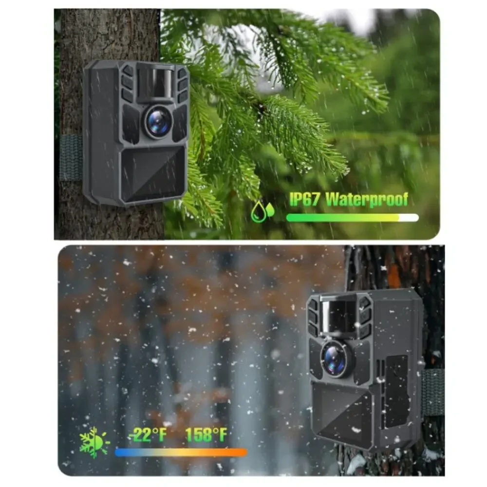 Trail Camera 4K 64MP 5000mAh 64GBCard Wtrprf, NightVision, MotionActiv, Solar